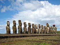 Ahu Tongariki near Rano Raraku, a 15-moai ahu excavated and restored in the 1990s