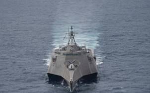 The littoral combat ship USS Coronado  transits the South China Sea on February 1.